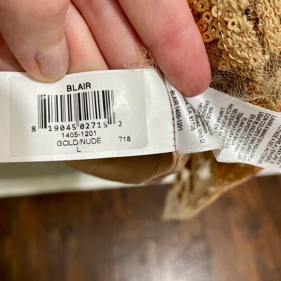 Dress the Population Women's Gold Sequin Blair Fit-&-Flare Midi Dress ; Large - Picture 5 of 15